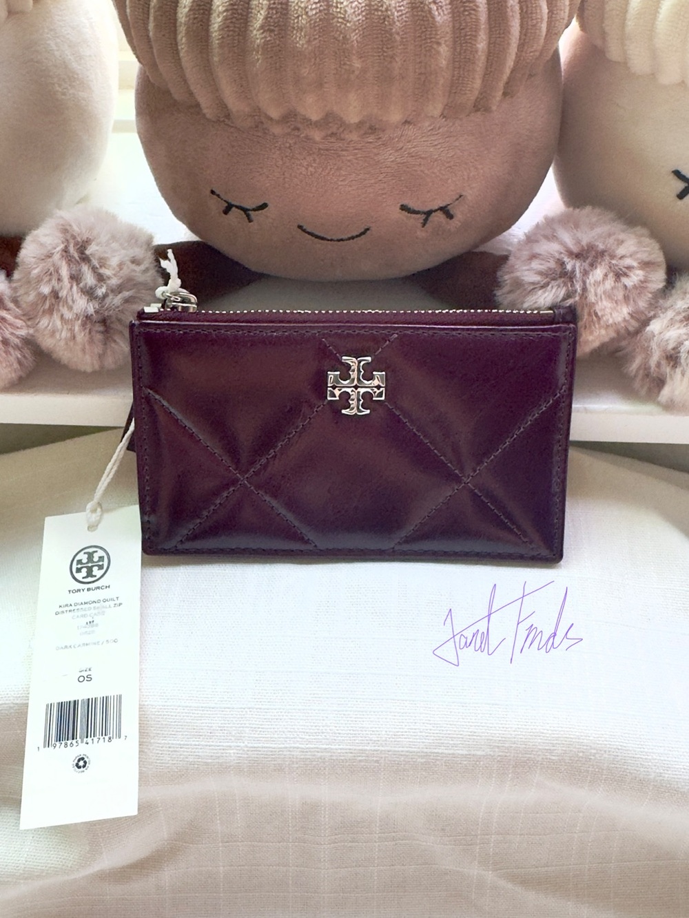 NWT 🍷 Tory Burch Small Kira Quilted Leather Card Case
